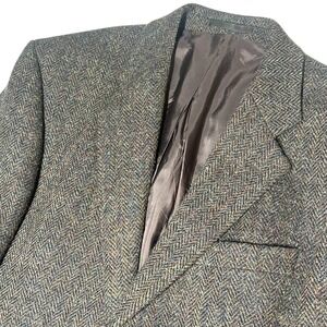 Alexandre London Harris Tweed Blazer Mens 42R Grey Herringbone Wool EUC